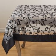 SARO LIFESTYLE 6021.BK80S Tablecloth French Scroll Design 80 Black