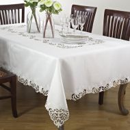 SARO LIFESTYLE 114.I70160B Cutwork Lace Tablecloth, Ivory, 70x160