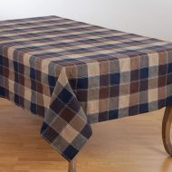 SARO LIFESTYLE 8571.BR70180B Harvest Collection Cotton Blend Tablecloth With Stitched Plaid Design 70 x 180 Brown