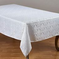 SARO LIFESTYLE 6115.W70160B Damasse Collection White Damask Polyester Table Cloth, 70 x 160,