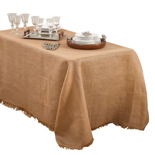  SARO LIFESTYLE JU209 Mari Sati Tablecloths, 90 by 156-Inch, Oblong, Natural