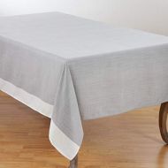 SARO LIFESTYLE 712.GY67160B Neoteric Collection 100% Polyester Tablecloth with Banded Border Design, 67 x 160, Grey