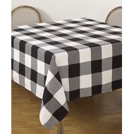 SARO LIFESTYLE Buffalo Plaid Check Design Cotton Tablecloth, 65 x 104, Black