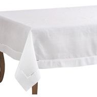 SARO LIFESTYLE 6300.W70120B Rochester Collection Hemstitched Border Tablecloth, 70 x 120, White
