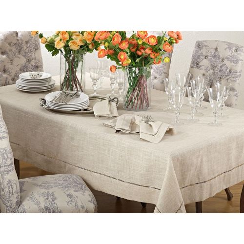  SARO LIFESTYLE 731 Toscana Tablecloths, 80-Inch, Square, Natural