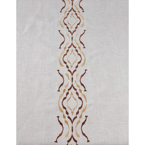  SARO LIFESTYLE 4799.N1672B Caledonia Collection Poly And Linen Blend Runner With Laced Border, 16 x 72, Natural