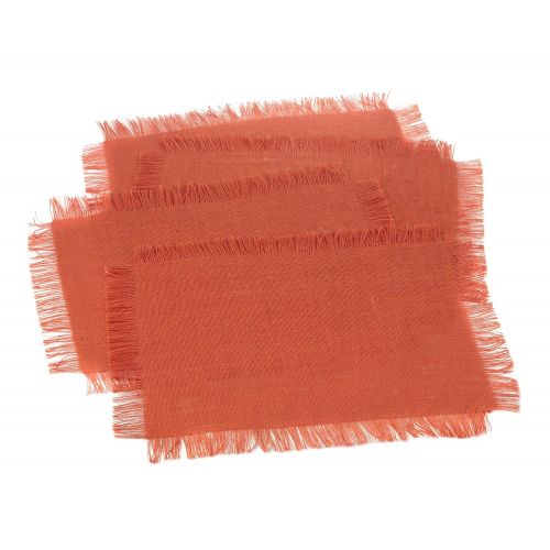  SARO LIFESTYLE Burlap Collecti Mari Sati Oblong Placemats (4 Pack), 13 x 19, Tangerine