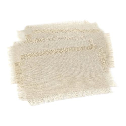  SARO LIFESTYLE Burlap Collecti Mari Sati Oblong Placemats (4 Pack), 13 x 19, Ivory