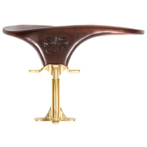 SAS Walnut Chinrest for 3/4-4/4 Violin or Viola with 35mm Plate Height and Goldplated Bracket