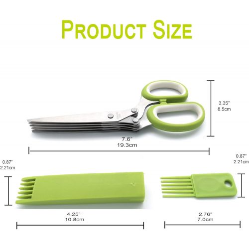  [아마존베스트]SASACIA Herb Scissors and Stripper Set - Herb Scissors With 5 Blades and Cover and Herb Cutter for Cutting Shredded Lettuce, Cilantro Fresh, Green Onion Fresh and etc. Kitchen Gadgets Best