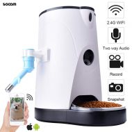 SASCAM Smart Automatic Food Pet Feeder, Dog & Cat Feeder with Camera, Portion and Time Programable,Wi-Fi Connected for iPhone or Android Remote Operate, 2-Way Audio,Camera for Voice and V