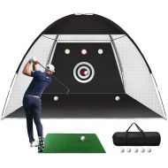 [아마존베스트]SASRL Golf Practice Net, 10x7ft Golf Hitting Training Aids Nets with Target and Carry Bag for Backyard Driving Chipping - 1 Golf Mat -5 Golf Balls - 1 Golf Tees- Men Kids Indoor Outdoor