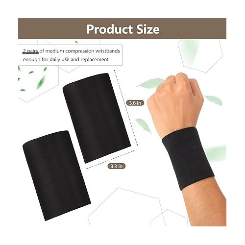  2 Pairs Compression Wrist Sleeve Compression Wrist Brace Wrist Supports Wrist Wraps Elastic Wristbands for Men and Women Tennis, Tendonitis, Carpal Tunnel (Black, Small)