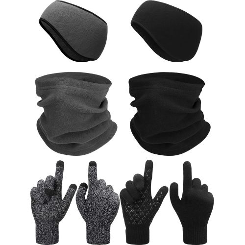  SATINIOR 6 Pieces Ear Warmer Headband Warmer Face Mask Fleece Neck Gaiter Touch Screen Winter Knit Gloves for Men and Women