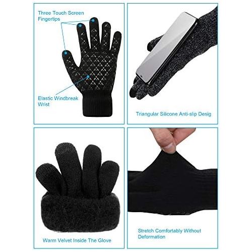  SATINIOR 6 Pieces Ear Warmer Headband Warmer Face Mask Fleece Neck Gaiter Touch Screen Winter Knit Gloves for Men and Women