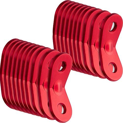  SATINIOR 20 Pieces Aluminum Alloy Guyline Cord Adjuster Tent Tensioners Rope Adjuster Tent Rope Adjusters for Outdoor Camping Hiking, Red