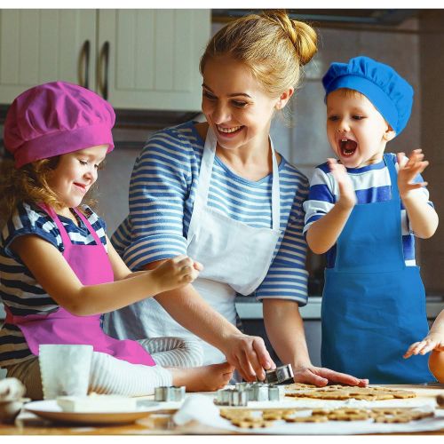  [아마존베스트]SATINIOR 6 Pieces Kids Aprons and 6 Pieces Chef Hats Adjustable Child Aprons with Pockets Kitchen Bib Aprons Kids Chef Hats for Kitchen Cooking Baking Painting for Boys Girls (Multi-color,,