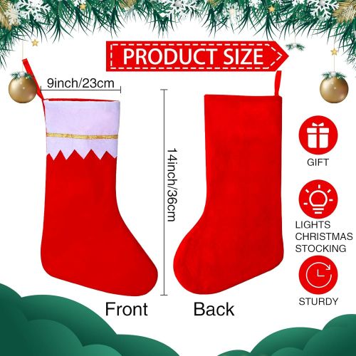  SATINIOR 6 Pieces Christmas Stockings with LED Lights 14 Inch Xmas Personalized Fireplace Stocking Christmas Tree Hanging Stockings Non-Woven Fabrics Tree Hanging Decoration for Family Holi