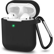 SATLITOG AirPods Case, Full Protective Silicone AirPods Accessories Cover Compatible with Apple AirPods 1&2 Wireless and Wired Charging Case(Front LED Visible),Black