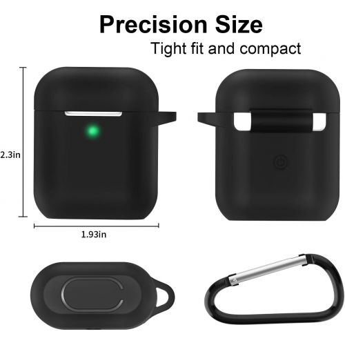  SATLITOG AirPods Case, Full Protective Silicone AirPods Accessories Cover Compatible with Apple AirPods 1&2 Wireless and Wired Charging Case(Front LED Visible),Black