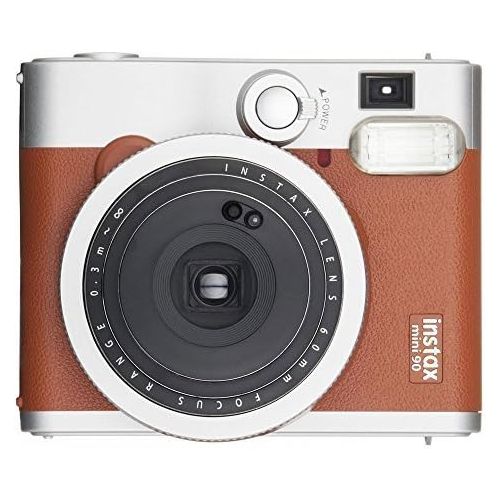 후지필름 SAULEOO Fujifilm Mini 90 Neo Classic Instant Camera (Brown) With 2x Fujifilm Mini 20 Pack Instant Film (40 Shots) + Compact Camera Case + Cleaning Cloth - Instant Camera Bundle