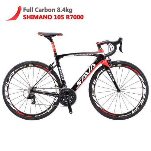  SAVADECK Bicicleta de carretera de carbono, SAVA HERD6.0 T800 Fibra de Carbono 700C Bicicleta de Carretera con Shimano 105 22 Velocidades Groupset Ultraligero de Carbono Ruedas Tija de sill