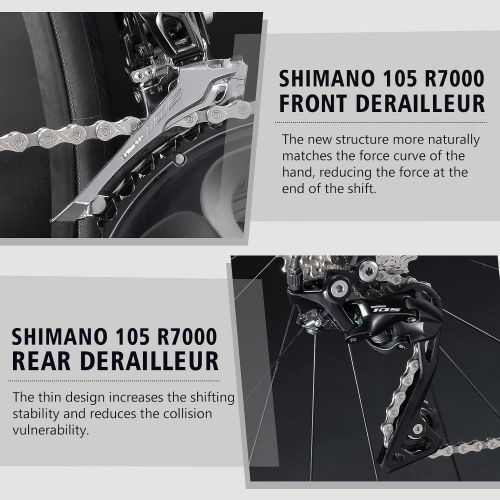  SAVADECK Carbon Road Bike,HERD6.0 T800 Carbon Fiber 700C Road Bicycle with Shimano 105 22 Speed Groupset Ultra-Light Carbon Wheelset Seatpost Fork Bicycle