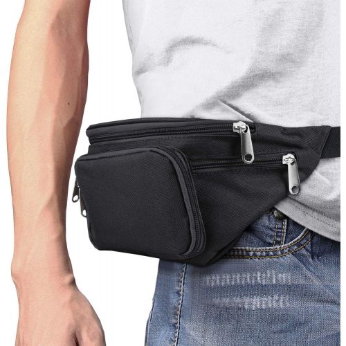  SAVFY Fanny Pack for Men,Waterproof Waist Bag with Adjustable Large Size Belt for Workout Vacation Hiking, Casual Hands-Free Waist Pack Crossbody Phone Bag Carrying All Phones