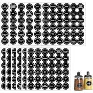 SAVITA 432pcs 3.5cm Spice Labels Stickers, Round Preprinted Spice Labels Waterproof Spice Jar Label Spice Labels Spice Containers Labels Seasoning Labels for Spices Rack Organization (Black)