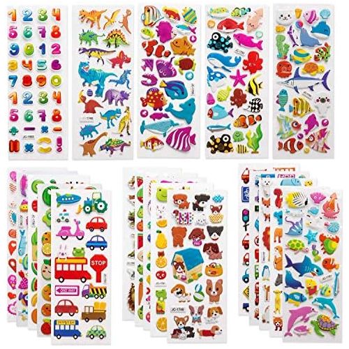  [아마존베스트]SAVITA 3D Stickers for Kids & Toddlers 500+ Puffy Stickers Variety Pack for Scrapbooking Bullet Journal Including Animal, Numbers, Fruits, Fish, Dinosaurs, Cars and More