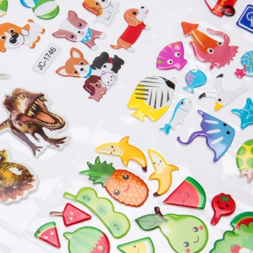  [아마존베스트]SAVITA 3D Stickers for Kids & Toddlers 500+ Puffy Stickers Variety Pack for Scrapbooking Bullet Journal Including Animal, Numbers, Fruits, Fish, Dinosaurs, Cars and More