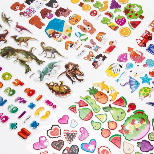  [아마존베스트]SAVITA 3D Stickers for Kids & Toddlers 500+ Puffy Stickers Variety Pack for Scrapbooking Bullet Journal Including Animal, Numbers, Fruits, Fish, Dinosaurs, Cars and More