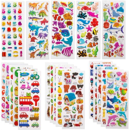  [아마존베스트]SAVITA 3D Stickers for Kids & Toddlers 500+ Puffy Stickers Variety Pack for Scrapbooking Bullet Journal Including Animal, Numbers, Fruits, Fish, Dinosaurs, Cars and More