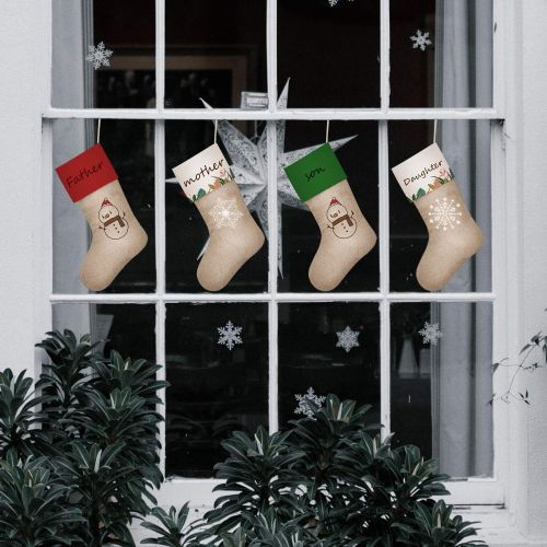 SAVITA 6 Pieces Christmas Stockings, 3 Color Xmas Fireplace Hanging Stockings for Christmas Decorations, Burlap Christmas Stockings for Gift, Candy, DIY Craft (16 inches)