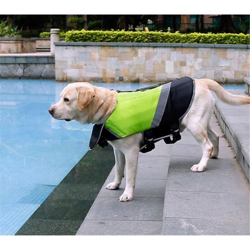  SAWMONG Dog Life Jacket, Pet Swim Vest, Dogs Life Preserver, Floatation Coat with Reflective Stripe Bulldog Terrier Corgis Saver in Orange Green for Small Medium Large Dogs Swimmin