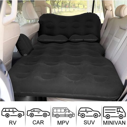  SAYGOGO Inflatable Car Air Mattress Travel Bed - Thickened Car Camping Bed Sleeping Pad Mattress with Electric Car Air Pump Car Tent with 2 Pillows for SUV Sedan Pickup Back Seat