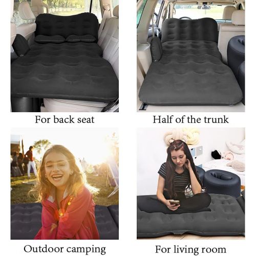  SAYGOGO Inflatable Car Air Mattress Travel Bed - Thickened Car Camping Bed Sleeping Pad Mattress with Electric Car Air Pump Car Tent with 2 Pillows for SUV Sedan Pickup Back Seat