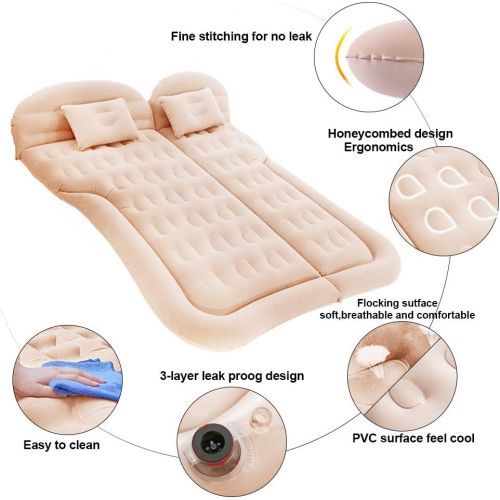  SAYGOGO SUV Air Mattress Camping Bed Cushion Pillow - Inflatable Thickened Car Air Bed Mattress with Electric Air Pump Portable Sleeping Pad for Travel Camping Upgraded Version -Be