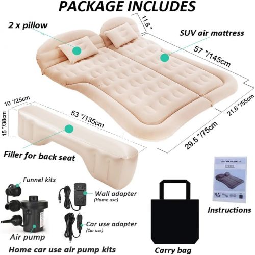  SAYGOGO SUV Air Mattress Camping Bed Cushion Pillow - Inflatable Thickened Car Air Bed Mattress with Electric Air Pump Portable Sleeping Pad for Travel Camping Upgraded Version -Be