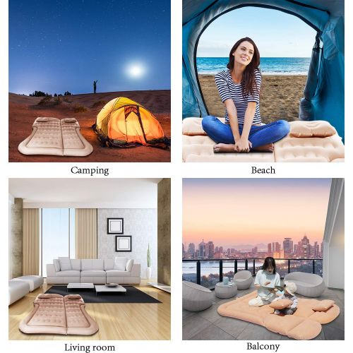  SAYGOGO SUV Air Mattress Camping Bed Cushion Pillow - Inflatable Thickened Car Air Bed Mattress with Electric Air Pump Portable Sleeping Pad for Travel Camping Upgraded Version -Be