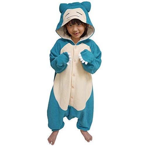  할로윈 용품SAZAC Kigurumi - Pokemon - Snorlax - Onesie Jumpsuit Halloween Costume - Kids Size (5-9 Year Old) Blue