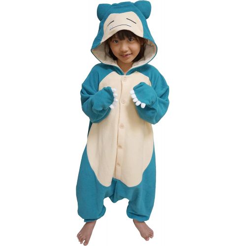  할로윈 용품SAZAC Kigurumi - Pokemon - Snorlax - Onesie Jumpsuit Halloween Costume - Kids Size (5-9 Year Old) Blue
