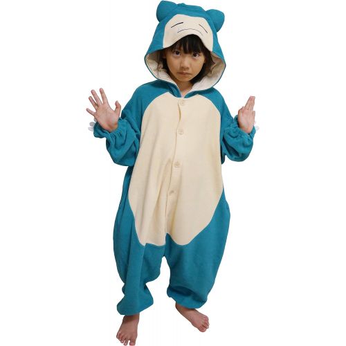  할로윈 용품SAZAC Kigurumi - Pokemon - Snorlax - Onesie Jumpsuit Halloween Costume - Kids Size (5-9 Year Old) Blue