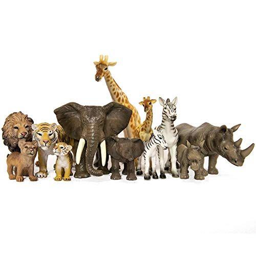  SB TOYS Premium Realistic Safari Zoo Wild Animals Set (12 Piece) - Parent and Baby Zoo Animals, Safari Animals, Jungle Animals, African Animals - Educational Child Development Toy