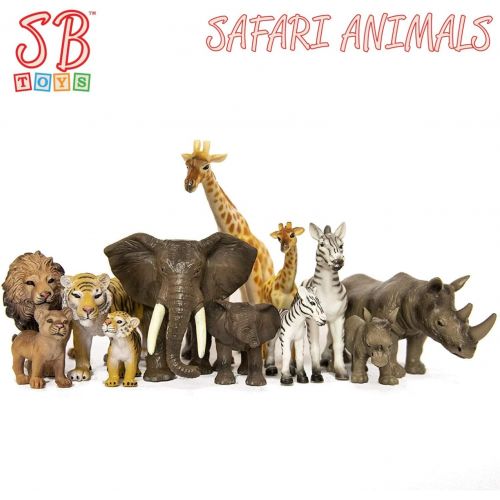  SB TOYS Premium Realistic Safari Zoo Wild Animals Set (12 Piece) - Parent and Baby Zoo Animals, Safari Animals, Jungle Animals, African Animals - Educational Child Development Toy