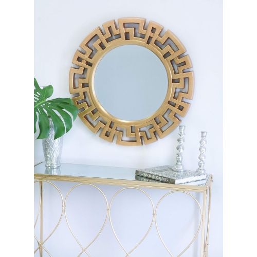  SBC Decor Athena Round Wall Mirror, 30 1/2 x 30 1/2 x 1 1/2, Antique Gold