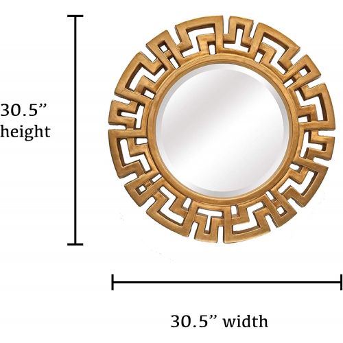  SBC Decor Athena Round Wall Mirror, 30 1/2 x 30 1/2 x 1 1/2, Antique Gold