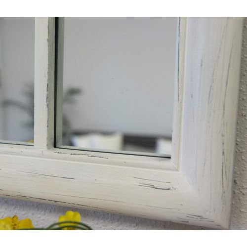  SBC Decor Arched Window Pane Wall Mirror, 25 1/2 x 42 1/8 x 1 5/8, Distressed White