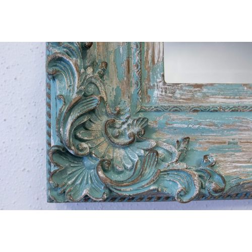  SBC Decor Beaumont Decorative Wall Mirror, 32 1/4 x 44 x 3, Distressed Antique French Blue