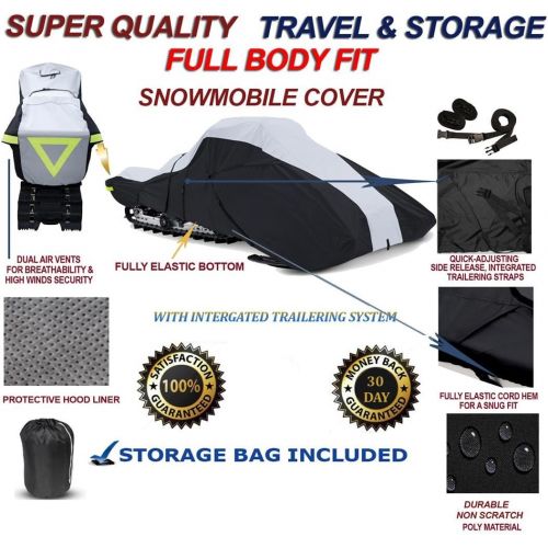  [아마존베스트]SBU Super Quality, Full Fit Snowmobile Sled Cover fits Snowmobiles 118 L - 127 L (Measure Straight line from The tip of The ski to The Back)